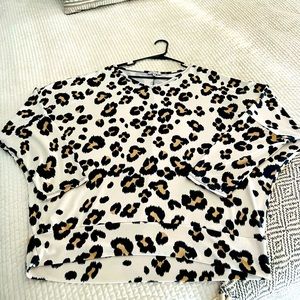 1X White Birch Leopard Print Long Sleeve Blouse
